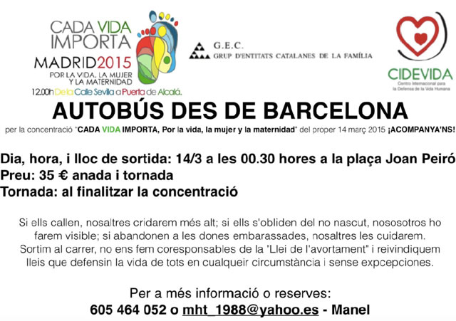 concentració CADA VIDA IMPORTA: 14-03-2015